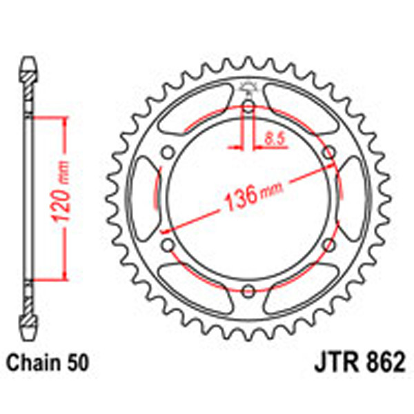 JT JT Rear Sprockets R/W 862-44 YAM (864)